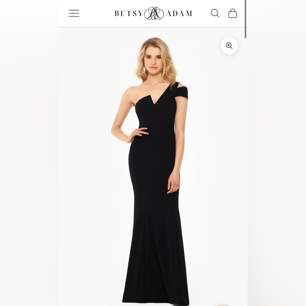 Betsy & Adam Black One-Shoulder Dress